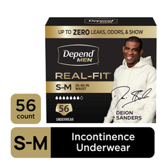 Depend Real Fit Incontinence Underwear for Men, Adult, S/M, Grey, 56 Count