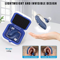 1 Pair Digital Hearing Aid Severe Loss Rechargeable BTE Ear Aids Noise Canceling