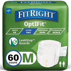 FitRight OptiFit Ultra Absorbent Adult Diapers Leak Protection, Medium-60 Count*