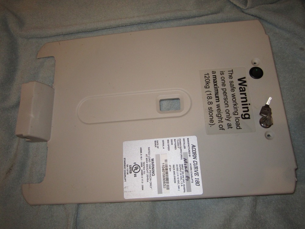 Acorn Stairlift 180 Curve Front Panel Cover with Switch and Keys pt# 1030178
