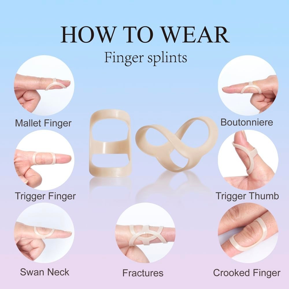 Oval Finger Splint 8 Pcs, Finger Splints for Arthritis, Mallet Finger, Trigger F
