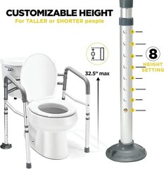 Toilet Safety Rail – Adjustable Detachable Toilet Safety Frame with Handles