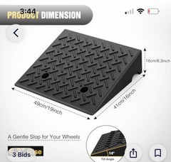 Nilight 6.3in Rubber Threshold Ramp Pair Anti-Slip Black 7000lb 19x16in