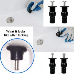 Universal 2PCS Toilet Seat Hinges Screws, Top Fixing 1.6, black