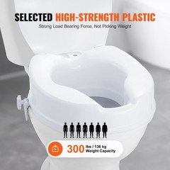 KFFKFF Elevated Toilet Seat, 4″ Increase in Height, Supports up to 300 lbs
