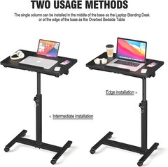 Adjustable Overbed Bedside Table Rolling Hospital Bed Laptop Desk With Wheels