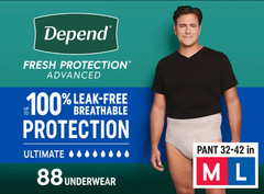 Depend Fresh Protection Advanced Incontinence Underwear for Men, M/L, 88 COUNT