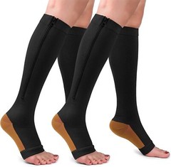 Zipper Compression Socks Men Women Stockings 20-30mmH Unisex Support Graduated.