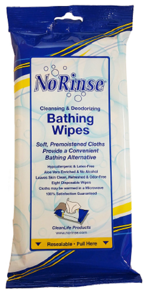 Cleanlife Products No-rinse Bathing Wipes, Alcohol-Free, 8 x 8 Inch – 40 Wipes