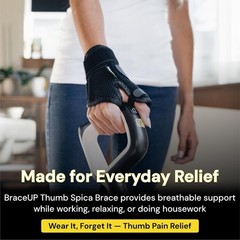 BraceUP Thumb Spica Splint Brace Right Left Hand Women and Men, CMC with Thumb S