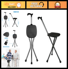 Folding Canes with Seat – Adjustable Height Walking Stick, 440 lbs Capacity, Fro