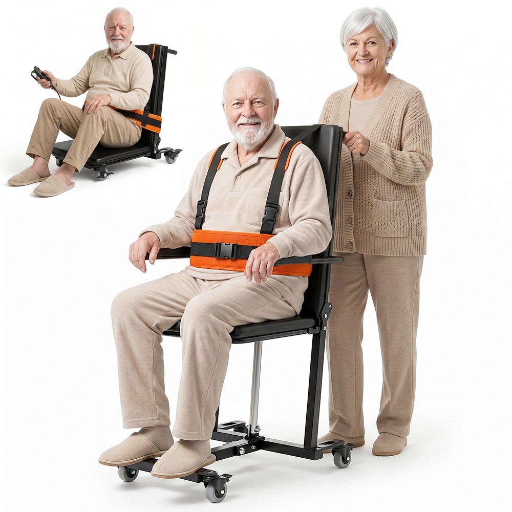 Movable Electric Floor Lift Chair Floor Aid Floor Lift for Elderly Wheels 440LBS
