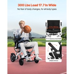 Foldable Electric Wheelchair Mobility Power Wheelchair Aluminum Alloy 300lbs