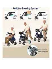 NEW Bluelog Rollator Walker With Seat Blue Color 350 Lb Model FST912