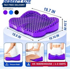 Thicken 19.7in Seat Cushion, Gel Seat Cushion for Long Sitting-Office Chair, Whe