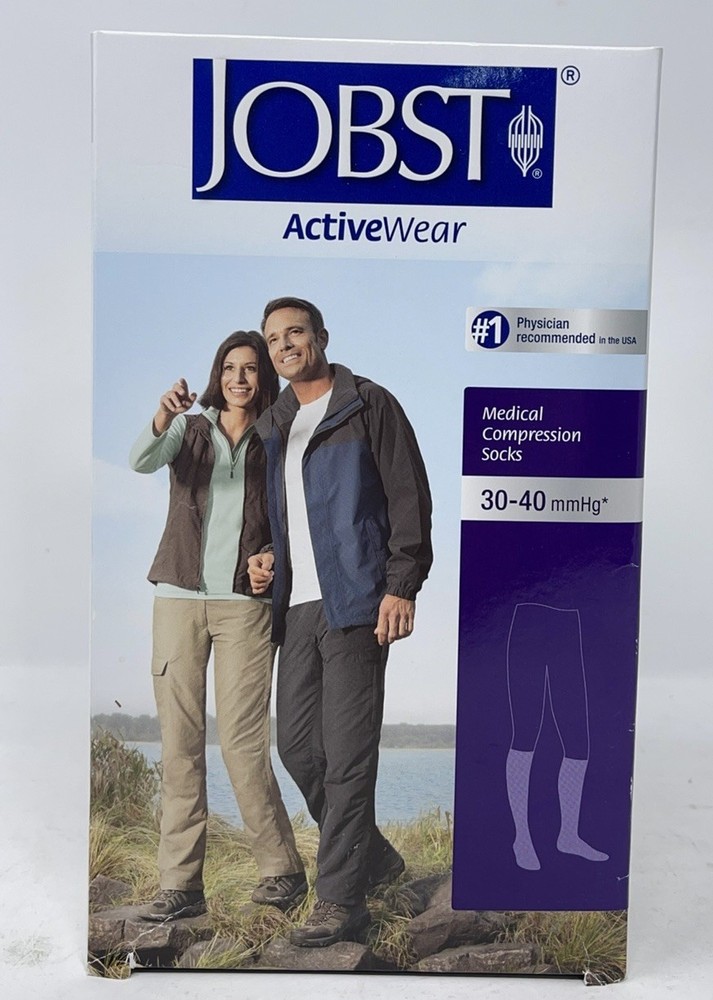 JOBST Activewear 30-40 mmHg Knee High Compression Socks Cool Black XL New Open