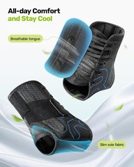 Quick Lace Up Ankle Brace with 2 Metal Support Stays Breathable Stabilizer f