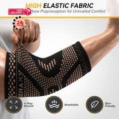 INDEEMAX Copper Elbow Compression Sleeve, 2 Pack Medium, Black