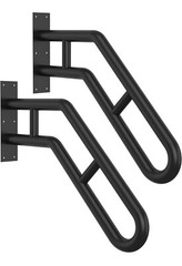 2-Pack!!! Handrail for Outdoor Grab Bar Wall Mount 25.8″ Black 1 -3 Steps Stairs