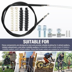 JIANWEI 14Pcs Brake Cable Drive Rollator Replacement Parts, 45″ Brake Cable R…