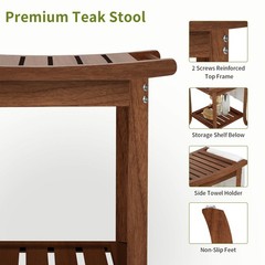 Anyprime Teak Shower Benches for Inside Shower – Waterproof Wood Shower Stool…