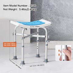 500lb Secure Fit Shower Seat with Crossbar, Adjustable Tub Bench for Safety