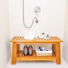 NNN24″ Commercial Teak Shower Bench – 8 Non-Slip Leveling Feet & 350lbs Capacity