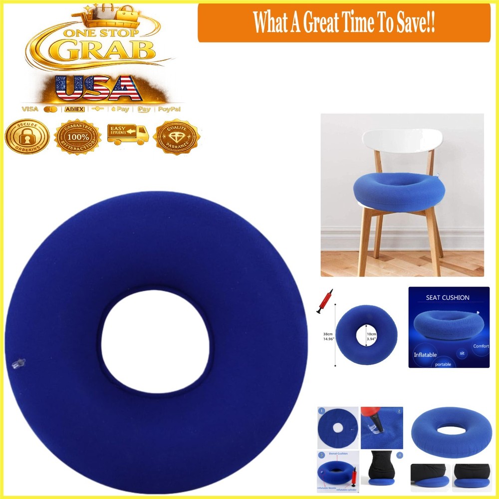 Inflatable Seat Cushion Blue Round Sciatic Nerve Support Pillow