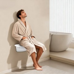 White ABS 90° Folding Shower Seat Bench Wall Mounted Seat Foldable Shower Seat