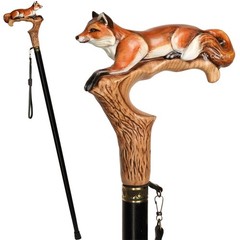 Hand-Painted Fox Walking Cane, Fashion Hand-painted Luxury Walking Stick