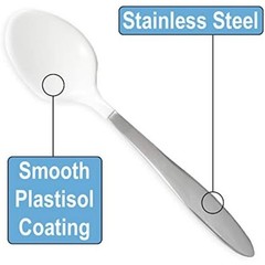 Teaspoon with Non-Slip Soft Touch Plastisol Handle for Comfortable Grip