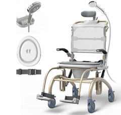 Vocic Silla de ducha reclinable con ruedas para ancianos y discapacitados, silla