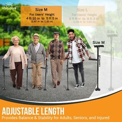 Refurbished Walking Cane with Light & Alarm – Foldable Adjustable – Size M