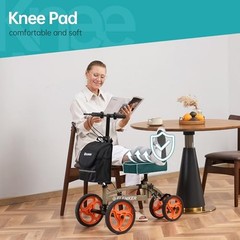 ELENKER Steerable Knee Scooter, Basket, Dual Braking System – Champagne/Black