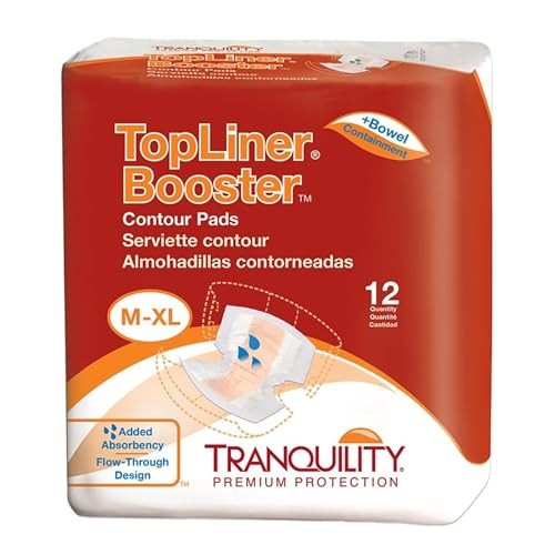 Tranquility TopLiner Contour Booster Pads, 21.5 x 13.5 in, 120 Count
