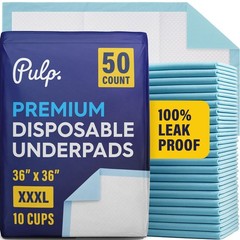 50 x PULP Incontinence Underpads 36″ x 36″ | XXXL Bed Pads Disposable Adult |…