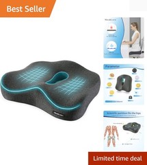 Dark Gray Coccyx Seat Cushion for Sciatica Pain Relief – Ideal for Home & Office