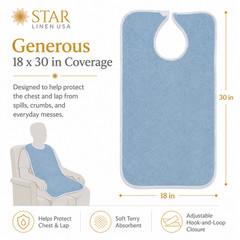 Adult Bibs For Eating, Washable Reusable Clothing Protector Adjustable Closure