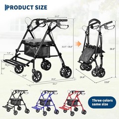 300lbs Senior Wheelchair Lightweight Rollator Walker With Seat Wheels Foldable