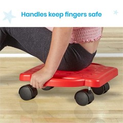 Hand2Mind Red Indoor Scooter Board Handles Sit Down Floor Scooter Gym