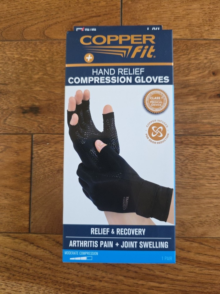 Copper Fit Hand Relief Compression Gloves Arthritis Pain – Large/XL New In Box