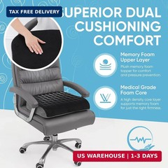 Large Seat Cushion (19″ x 17″ x 3″) Memory Foam for Office Chair, Wheelchair Cus