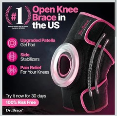 DR. BRACE Pro Knee Brace w/ Side Stabilizers & Patella Gel Pad – Size L – New!