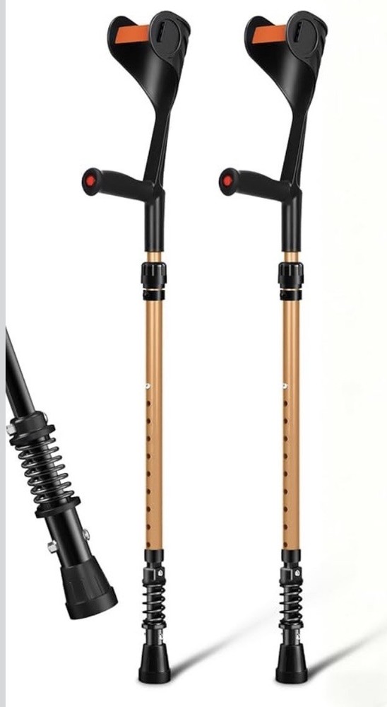 Forearm Crutches for Adults Gold 1 Pair 10 Level