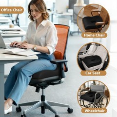 DownyCloud Seat Cushion for Pressure Relief – Ergonomic Home & Large, Black
