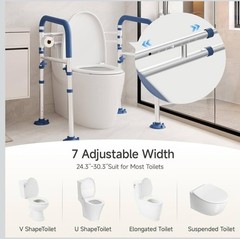 Loyoda Toilet Safety Rails Adjustable Foldable Support Frame for Seniors Disable