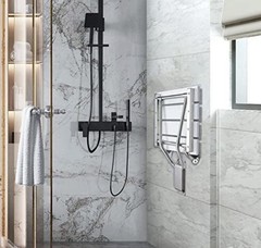 Wall Mounted Folding Shower Seat 350 lb Plastic Wood Stainless Steel Bench