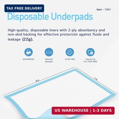 Dynarex Disposable UnderPad, 17″ x 24″, 22g, 100 Count, Medical-Grade Incontinen