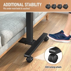 Adjustable Overbed Bedside Table, Hospital Bed Table with Wheels, Portable Ro…