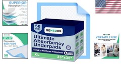 Ultra Hygienic 50 Count Disposable Underpads, 23″ x 36″ for Pets & People